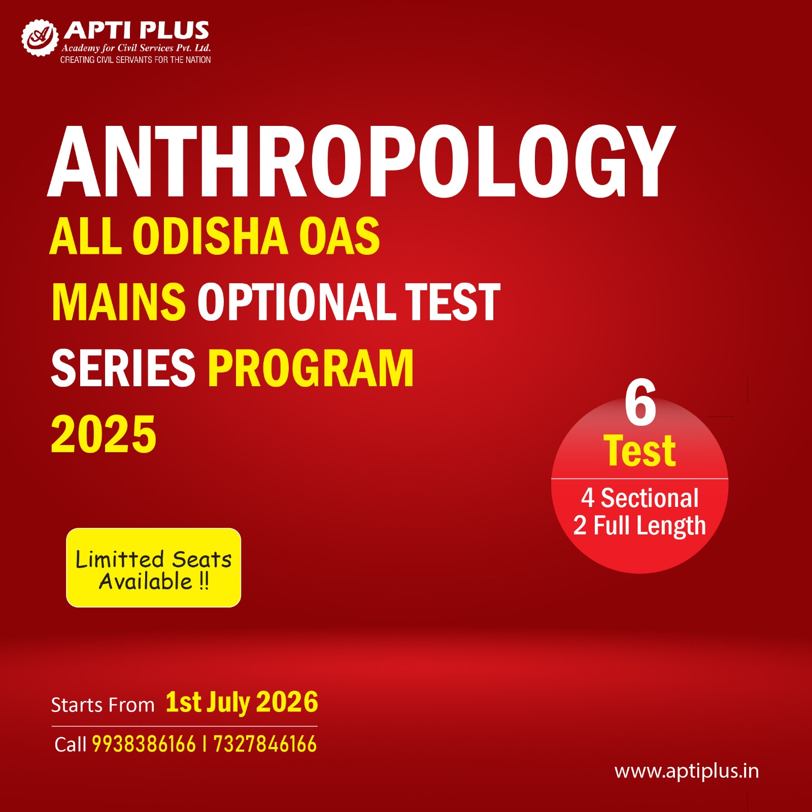 OAS ANTHROPOLOGY OPTIONAL TEST SERIES 2025