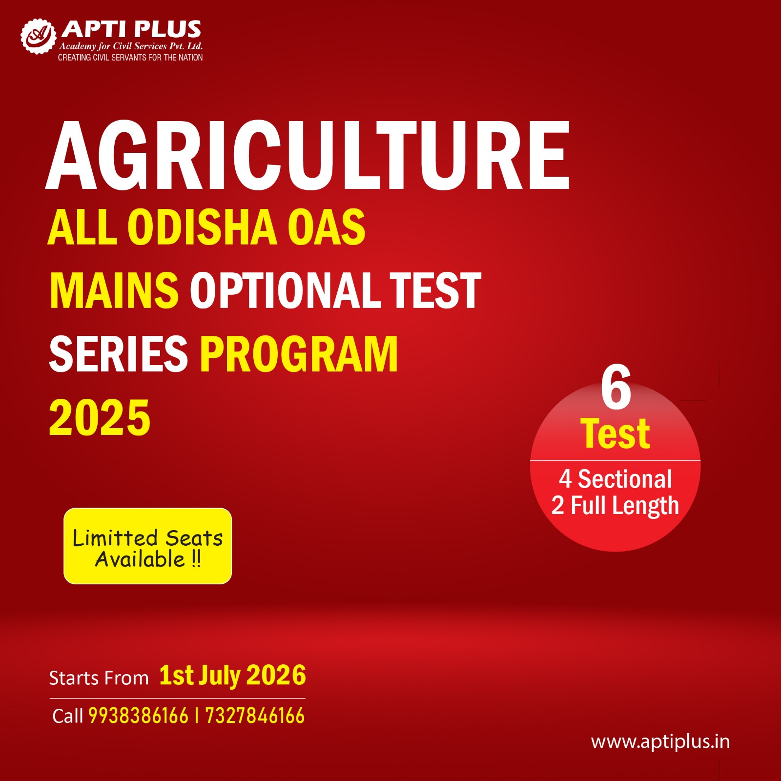 OAS AGRICULTURE OPTIONAL TEST SERIES 2025